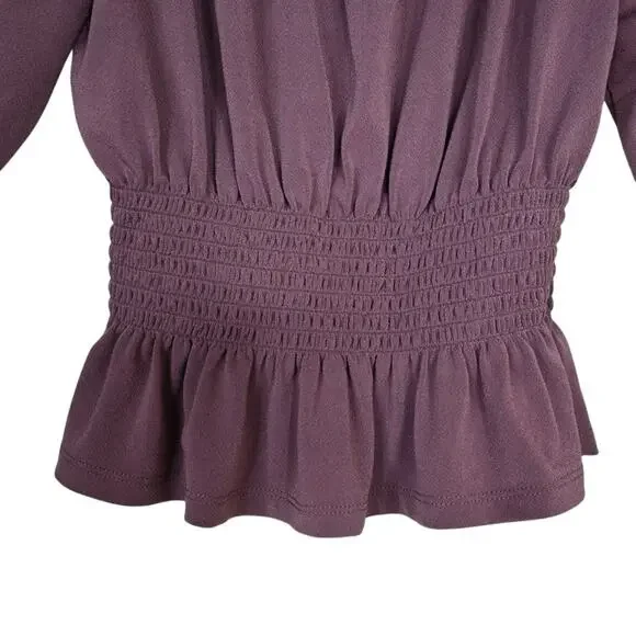 Express One Eleven Women's XS Dark Purple Peasant Top - Picture 5 of 9